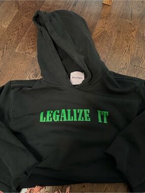 Palm Angels Black Hoodie with Green "LEGALIZE IT" Logo